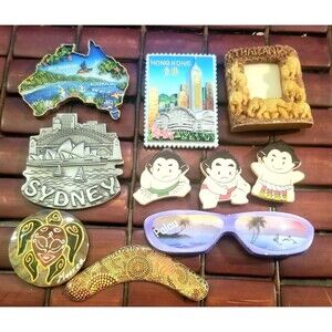 10 Vintage Refrigerator Souvenir Travel Magnets Australia Asia Oceanic Islands